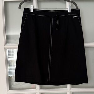 Tahari Black A-Line Skirt with Contrast Stitching